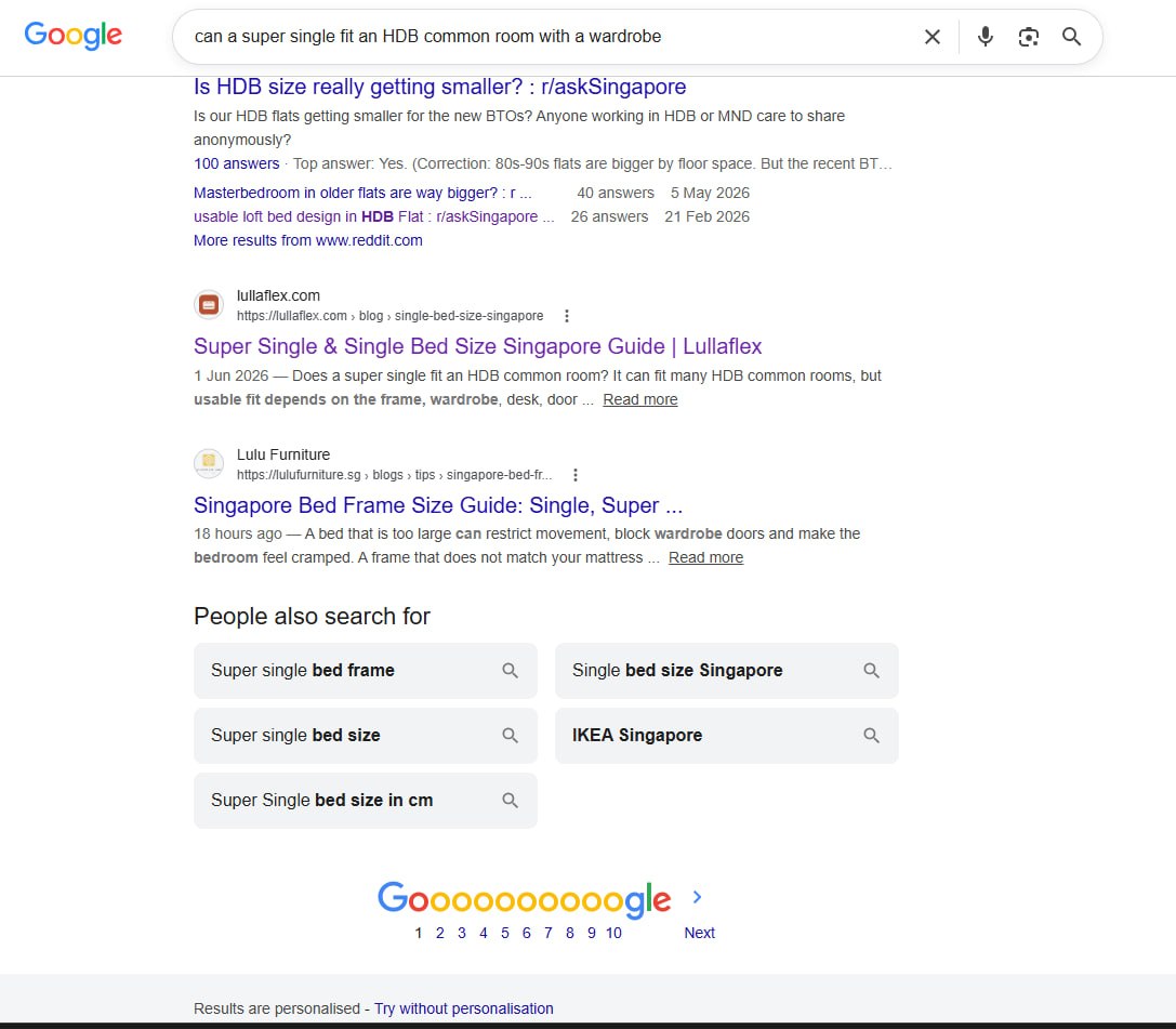 Lullaflex on page one of Google's organic results